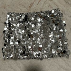 Silver sequin disco mini skirt